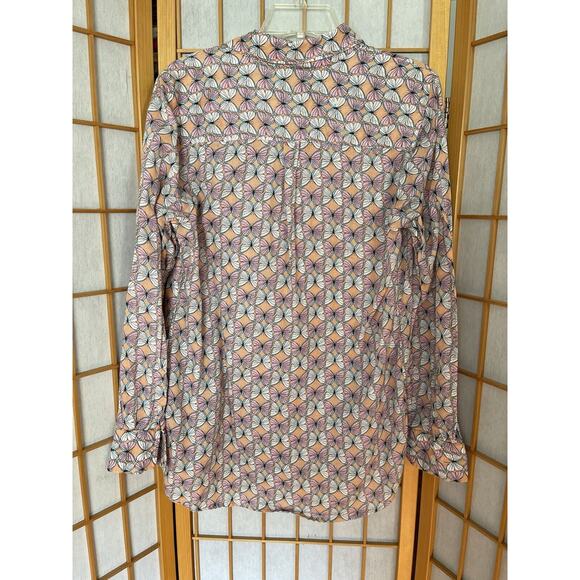 Le Tigre Butterfly Pattern Collared Button Down Blouse Long Sleeve Size Large - Picture 5 of 6
